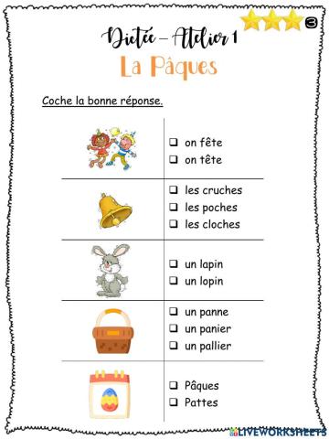 Dictée - La Pâques - A1G3