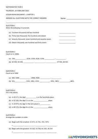 Mathematics Whole Numbers