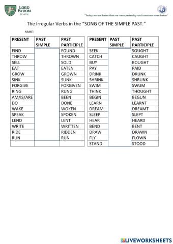 Irregular verbs