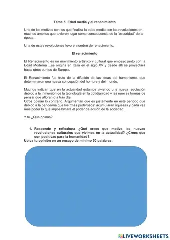 Tema 5: Edad media y el renacimiento