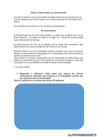 Tema 5: Edad media y el renacimiento