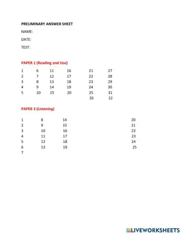 B1 Preliminary Test 9