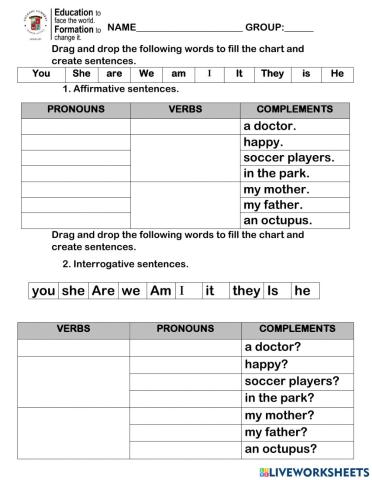 To be and pronouns