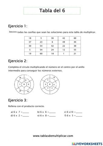 Multiplicaciones por 6 y 7