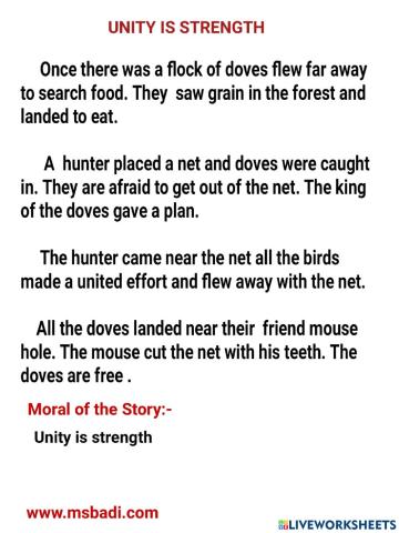 Day-16-english story-unity is strength