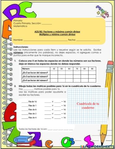 B1-AZ4: Máximo Común Divisor y Mínimo Común Múltiplo