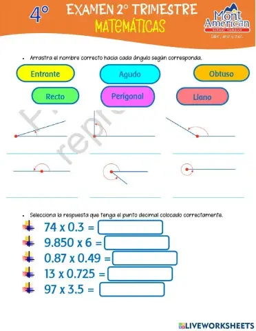 Examen matemáticas 3°
