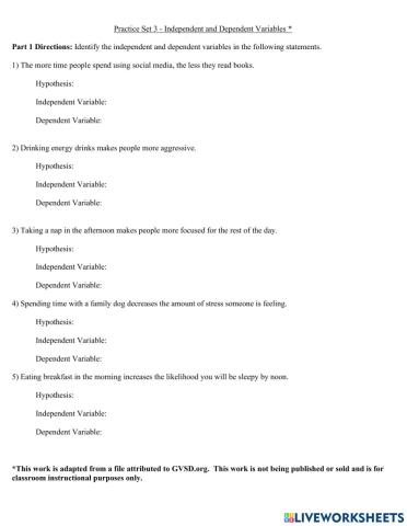 Hypotheses & Variables Practice