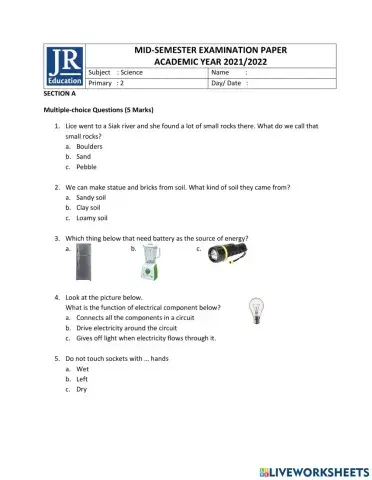 Mid semester Science P2