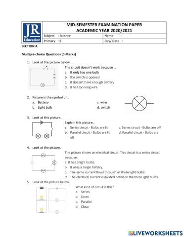 Mid semester science grade 5