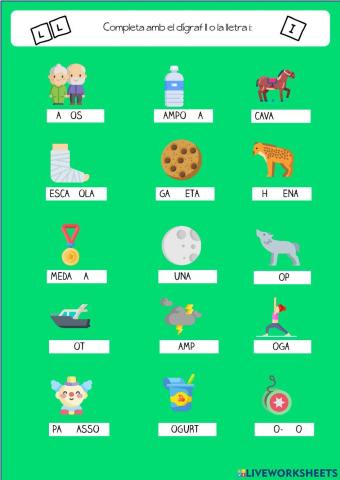 Dígrafs ll, semiconsonant i