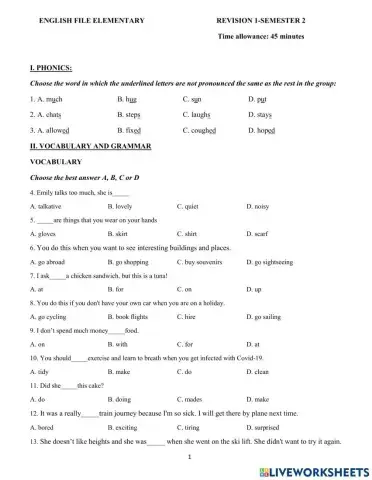 Review for the second term test