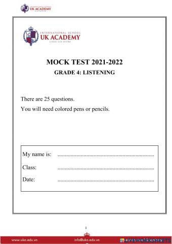 Mock test  grade 4 listening