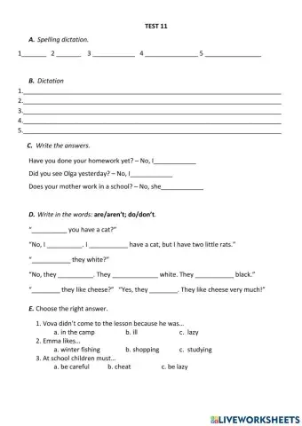 I Can Analyse. Test 11