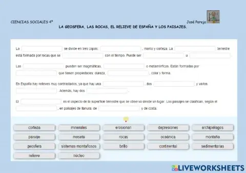Repaso tema 3 Sociales. El Relieve y las Rocas.