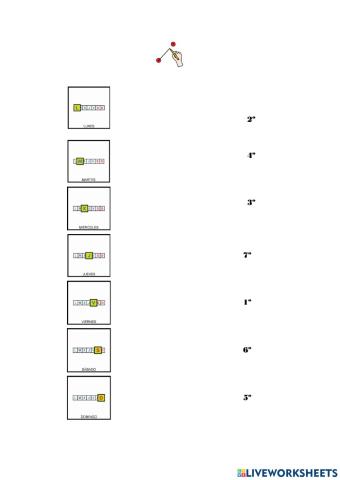 ORDENA LOS DÍAS DE LA SEMANA