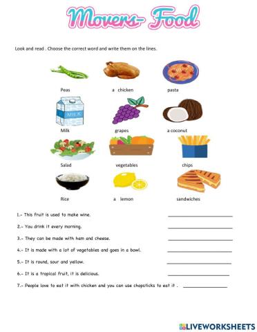 Movers- food vocabulary