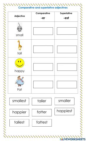 Comparatives and superlatives adjectives