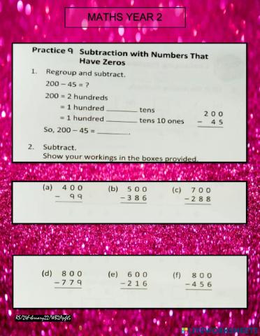 Subtraction with regrouping WB pg 45