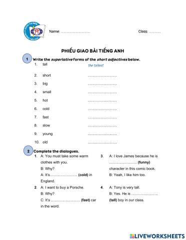 Superlative forms of short adjectives