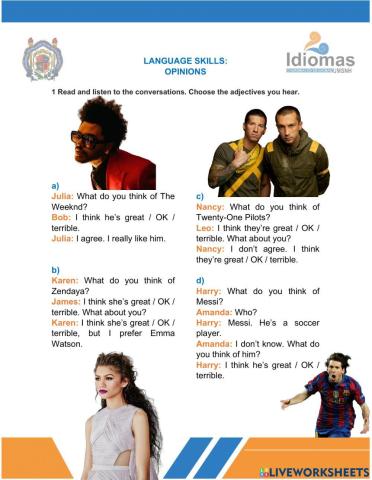 Language skills: Opinions