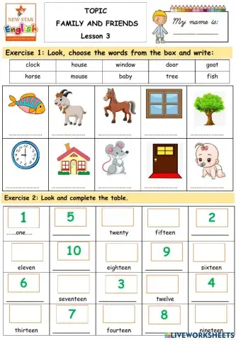 Starters- Family and friends- lesson 3