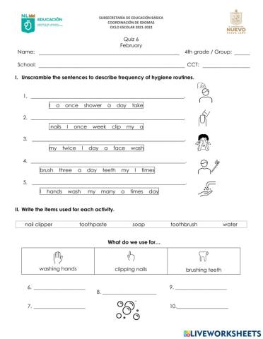 4th Grade February Quiz