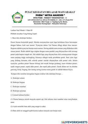 Latihan Soal Modul 1 Paket B
