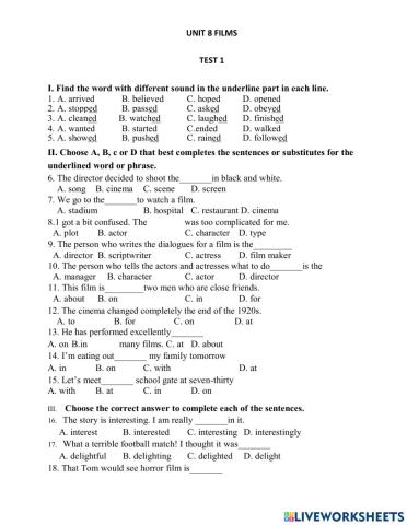 Review unit 8 english 7