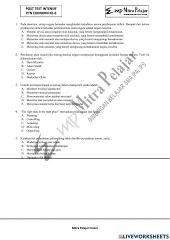 Post test intensif eko 6