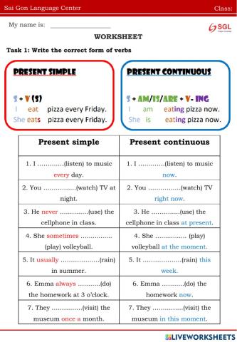 Present continuous tense