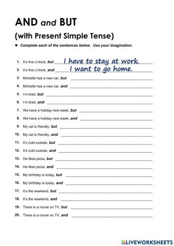 Complete the rest of sentences
