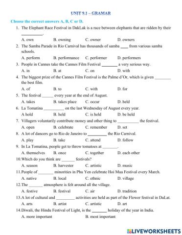 Y7 Unit 9.1 - Grammar