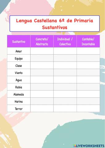 Clasificación de sustantivos