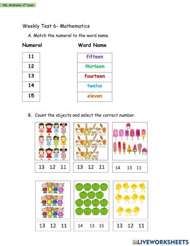 Term 2- Weekly Test- Mathematics 6