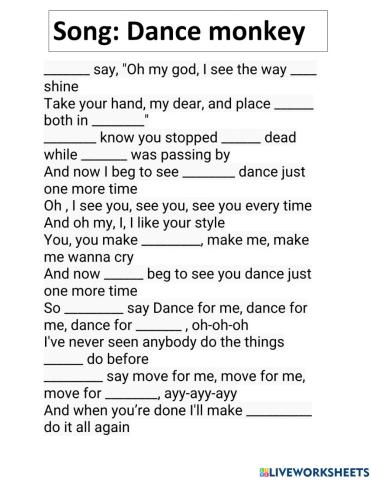 Dance monkey song