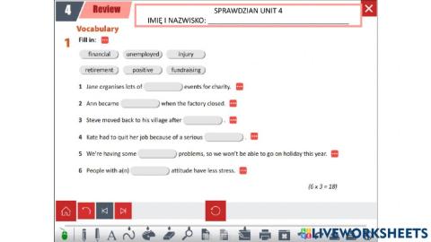 SPRAWDZIAN Z JĘZYKA ANGIELSKIEGO- NEW ENTERPRISE- B1- UNIT 4