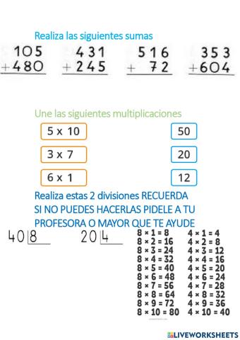 Operaciones combinas sua multiplicacion division