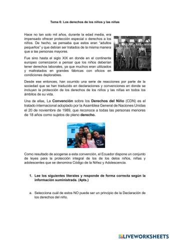 Tema 6: Los derechos de los niños y las niñas