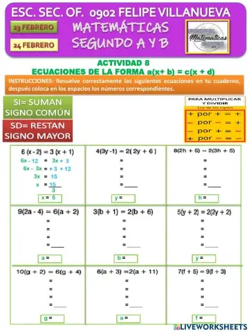 ECUACIONES DE LA FORMA a(x+b)-c(x+d)