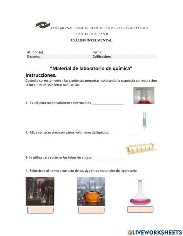 Material de laboratorio de química.