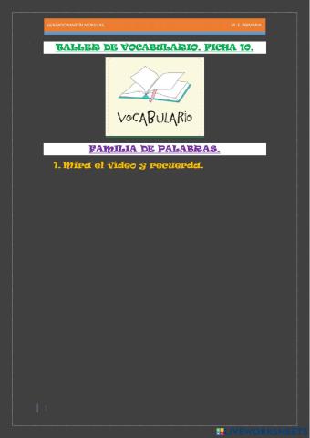 Taller de vocabulario. Ficha 10.