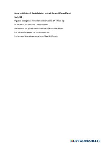 Comprensió lectora El Capità Calçotets contra la Dona del Monyo Mutant Capítol 22