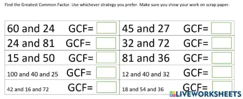 GCF of 2 and 3 numbers