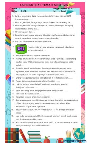 Latihan tema 6 st 3