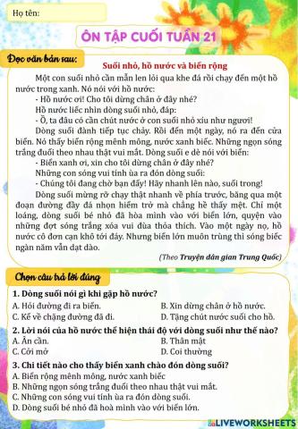 Ôn tập cuối tuần 21