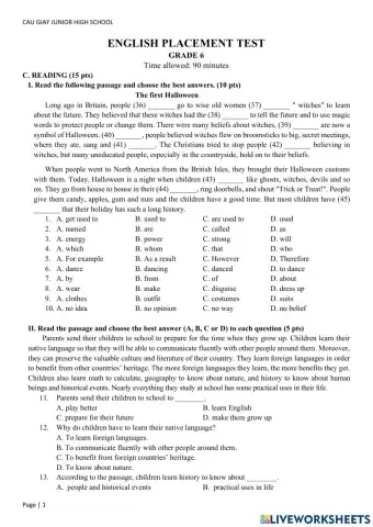 E6 - FT - Placement test CLB 6 2020