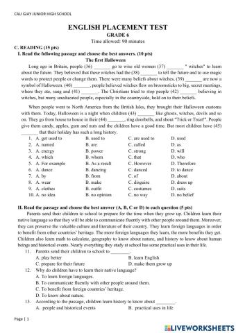 E6 - FT - Placement test CLB 6 2020