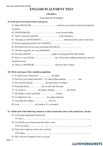 E6 - FT - Placement test 2020 - part 3