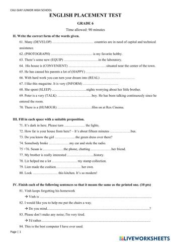 E6 - FT - Placement test 2020 - part 3